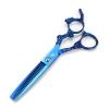6.0 Inch Hair Cutting Scissors Set, Professional Shears Cutting &Thinning Scissors Kit, 440C Japanese Stainless Steel, with Free Black Leather Case, for Men/Women/Kids/Salon and Home(Blue) view 3
