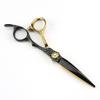 Professional Hair Cutting Shears, 6 Inch Professional Japan 440c Steel Scissor Gold Black Hair Scissors Haircut Thinning Barber Cutting Shears Hairdresser Scissors (Color : Set) view 2