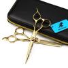 6.0 Inch Hair Cutting Scissors Set, High End Shears Cutting and Thinning Scissors Kit, Japanese Stainless Steel, with Free Black Leather Case, for Men/Women/Kids/Salon and Home(Gold) view 1