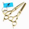 6.0 Inch Hair Cutting Scissors Set, High End Shears Cutting and Thinning Scissors Kit, Japanese Stainless Steel, with Free Black Leather Case, for Men/Women/Kids/Salon and Home(Gold) view 3