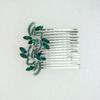 Faship Gorgeous Green Rhinestone Crystal Floral Hair Comb view 3