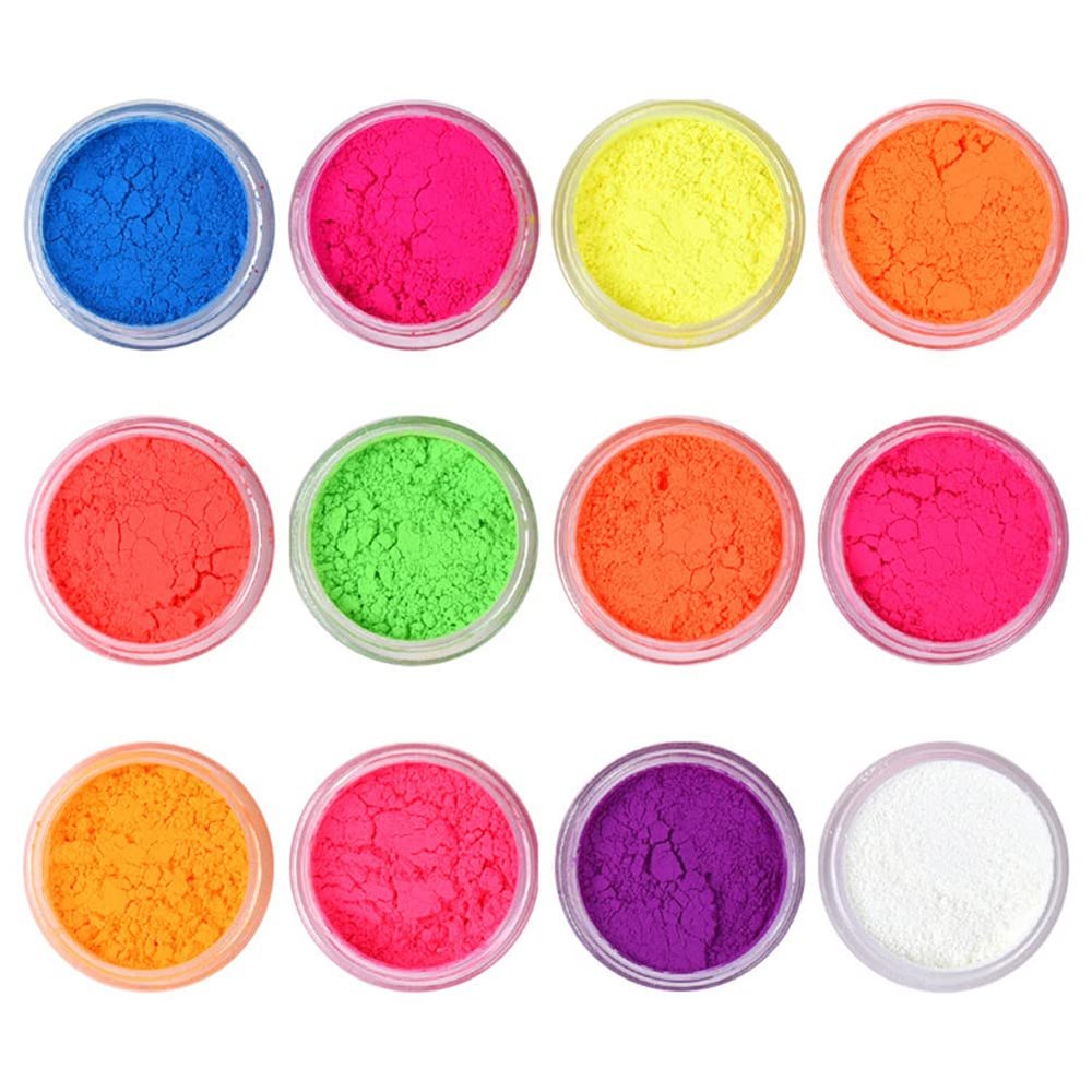 12 Colors Nail Art Fluorescent Powder Colorful Nail Neon Glitter Pigments Dust Makeup Eyes
