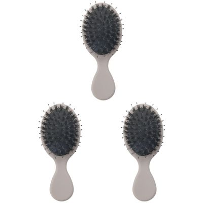 Healifty 3pcs Pig Bristle Massage Comb Portable Detangling Hair Brush for Women and Girls Lightweight Design for Tender Hair Care for Travel and Grey