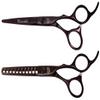 Kissaki Hair Scissors Black Cherry Titanium Futasuji 6.0 inches Hair Cutting Shears and Ishizuki 11 Tooth Chunker Thinning Shears Matching Combo view 1
