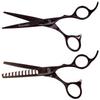 Kissaki Hair Scissors Black Cherry Titanium Futasuji 6.0 inches Hair Cutting Shears and Ishizuki 11 Tooth Chunker Thinning Shears Matching Combo view 2
