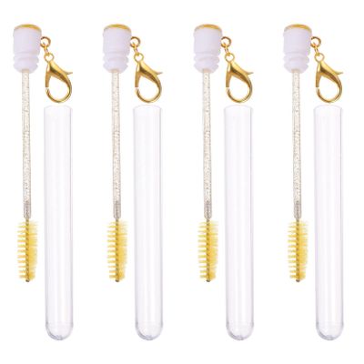 4pcs Tube Mascara Brush Eyelash Applicator Eyelash Comb Lash Brow Comb Eyebrow Brush Wands Eyelash Tube Makeup Brush Wands Eyelash Brush Eyebrow Brush Tube