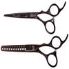 Kissaki Hair Scissors Black Cherry Titanium Futasuji 5.5 inches Hair Cutting Shears and Ishizuki 11 Tooth Chunker Thinning Shears Matching Combo view 1