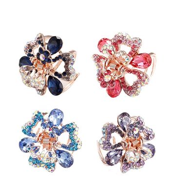 LALAFINA 4pcs Crystal Jaw Hair Clips for Women Barrettes Dark Elegant Headwear for Parties Celebrations and Daily Use