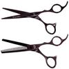 Kissaki Hair Scissors Black Cherry Titanium Futasuji 6.0 inches Hair Cutting Shears and Ishizuki 32 Tooth Thinning Shears Matching Combo view 2
