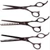 Kissaki Hair Scissors 3 Shears Matching Black Cherry Titanium Combo Futasuji 5.5 inches Hair Cutting Scissors and Ishizuki 11 Tooth Chunker Texturing Shears and Ishizuki 32 Tooth Thinning Shears view 2