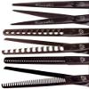 Kissaki Hair Scissors 3 Shears Matching Black Cherry Titanium Combo Futasuji 5.5 inches Hair Cutting Scissors and Ishizuki 11 Tooth Chunker Texturing Shears and Ishizuki 32 Tooth Thinning Shears view 3