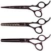 Kissaki Hair Scissors 3 Shears Matching Black Cherry Titanium Combo Futasuji 6.0 inches Hair Cutting Scissors and Ishizuki 11 Tooth Chunker Texturing Shears and Ishizuki 32 Tooth Thinning Shears view 1