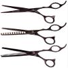 Kissaki Hair Scissors 3 Shears Matching Black Cherry Titanium Combo Futasuji 6.0 inches Hair Cutting Scissors and Ishizuki 11 Tooth Chunker Texturing Shears and Ishizuki 32 Tooth Thinning Shears view 2