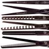 Kissaki Hair Scissors 3 Shears Matching Black Cherry Titanium Combo Futasuji 6.0 inches Hair Cutting Scissors and Ishizuki 11 Tooth Chunker Texturing Shears and Ishizuki 32 Tooth Thinning Shears view 3