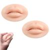 2 Pieces 3D Tattoo Practice Lips Module Open Mouth with Teeth, Soft Silicone Realistic Tattoo Fake Skin, Microblading Practice Skin for Semi Permanent Make Up Supplies (2pcs, Beige) view 1