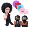 Custom Logo Satin Bonnet Hair Care Bonnet for Sleeping,10-20 PCS Silk Bonnet Hair Wrap Cap with Ribbon Tie Band for Women Curly Hair Braids (Pack of 10, Dark Pink) view 1