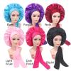 Custom Logo Satin Bonnet Hair Care Bonnet for Sleeping,10-20 PCS Silk Bonnet Hair Wrap Cap with Ribbon Tie Band for Women Curly Hair Braids (Pack of 10, Dark Pink) view 3
