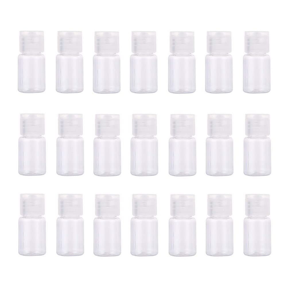 24PCS 5ml Travel Size Empty Clear Plastic Sample Bottle Container with Flip Cap Refillable Makeup Cosmetic Toiletry Containers Vial Jar Pot for Lotion Cream Shampoo Shower Gel Essential Oil