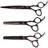Kissaki Hair Scissors 3 Shears Matching Black Cherry Titanium Combo Futasuji 7.0 inches Hair Cutting Scissors and Ishizuki 11 Tooth Chunker Texturing Shears and Ishizuki 32 Tooth Thinning Shears view 1