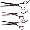 Kissaki Hair Scissors 3 Shears Matching Black Cherry Titanium Combo Futasuji 7.0 inches Hair Cutting Scissors and Ishizuki 11 Tooth Chunker Texturing Shears and Ishizuki 32 Tooth Thinning Shears view 2
