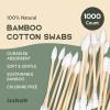 Bamboo Cotton Swabs - 1000 Count - Pointed & Spiral Heads- 100% Biodegradable Cotton Buds | Natural & Sustainable Makeup Remover | Organic Cotton Heads | FSC Certified and PETA Approved. view 2