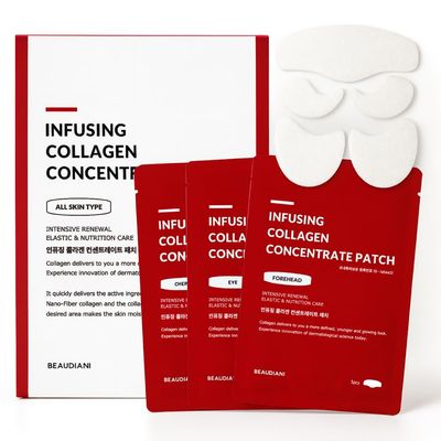 BEAUDIANI hydrating Collagen Patch for eyes, Cheeks, Forehead, Soluble collagen film for face, Dissolving wrinkle patches, SkinCare, Korean facial mask