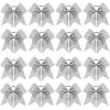 16 PCS 8" Large Glitter Cheer Bows for Cheerleaders, CN Sparkly Hair Bows with Elastic Hair Ties Accessories for Teens Girls Women Cheerleading Softball Competition Sports (Silver) view 1