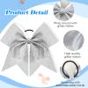 16 PCS 8" Large Glitter Cheer Bows for Cheerleaders, CN Sparkly Hair Bows with Elastic Hair Ties Accessories for Teens Girls Women Cheerleading Softball Competition Sports (Silver) view 2