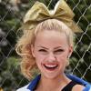 16PCS 8" Large Glitter Cheer Bows for Cheerleaders, CN Sparkly Hair Bows with Elastic Hair Ties Accessories for Teens Girls Women Cheerleading Softball Competition Sports (Gold) view 2