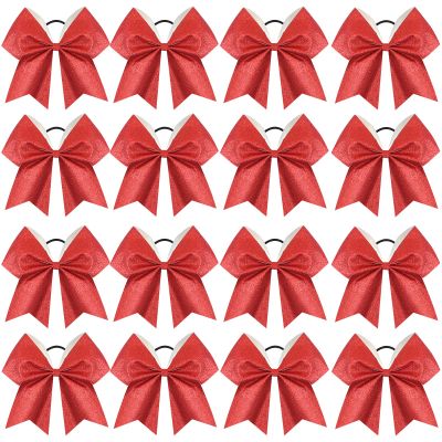 16PCS 8" Large Glitter Cheer Bows for Cheerleaders, CN Sparkly Hair Bows with Elastic Hair Ties Accessories for Teens Girls Women Cheerleading Softball Competition Sports