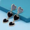 Allereyae Vintage Black Heart Drop Earrings Interlocking Heart Earrings Black Enamel Heart Stud Earrings Hanging Love Earrings Jewelry for Women view 3