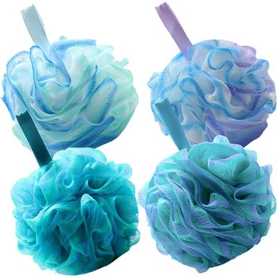 LIFKOME Set of 4 Body Puff Bath Sponges Couples Bathing Ball Loofahs Exfoliating Body Sponge for Women Men
