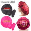 Custom Logo Satin Bonnet Hair Care Bonnet for Sleeping,10-20 PCS Silk Bonnet Hair Wrap Cap with Ribbon Tie Band for Women Curly Hair Braids (Pack of 20, Purple) view 2
