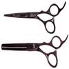 Kissaki Hair Scissors Black Cherry Titanium Futasuji 5.5 inches Hair Cutting Shears and Ishizuki 32 Tooth Thinning Shears Matching Combo view 1