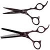Kissaki Hair Scissors Black Cherry Titanium Futasuji 5.5 inches Hair Cutting Shears and Ishizuki 32 Tooth Thinning Shears Matching Combo view 2