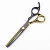 Professional Hair Cutting Shears, 6 Inch Professional Japan 440c Steel Black Gold Hair Scissors Haircut Thinning Barber Hair Cutting Shears Hairdressing Scissors (Color : Thinning scissor) view 2