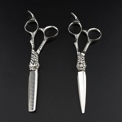 Professional Hair Cutting Shears, 6 Inch Professional Japan 440c Steel Upscale Silver Hair Scissors Haircut Thinning Barber Cutting Shears Hairdresser Scissors (Color : Set)