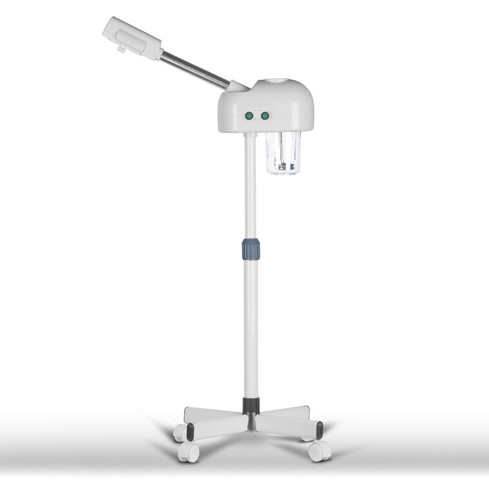 Professional Ozone Facial Steamer for Esthetician with Hot Mist, Stand Facial Steamer On Wheels, Height Adjustable & 360 Rotatable Nozzle, Home & Salon SPA