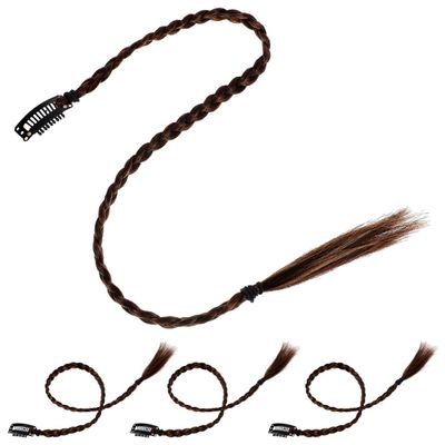 4pcs Braided Hair Extensions Clip in Braid Hair Extensions Braids Braided Hair Piece for Women Daily Wear Hair Accessories Afro Braid Ponytail Approx