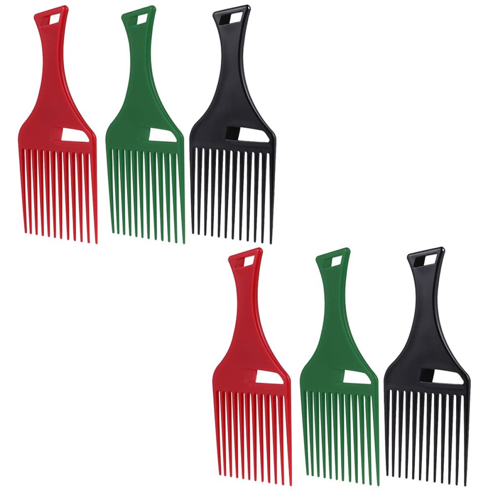 KALLORY 6pcs Curly Afro Barber, Braid Women Smooth for Comb, Comb Wig Liquid Barber s Angle Hair Teeth Flat Natural Fork Picks Oil Tooth Adjustment Lift Home, and Men Tool Afro