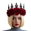 PENINSULA LOVE Rose Crown Headband Halloween Gothic Crown Flower Tiara Vintage Wedding Bridal Wreath for Cosplay Ball Party Day of The Dead view 1