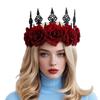 PENINSULA LOVE Rose Crown Headband Halloween Gothic Crown Flower Tiara Vintage Wedding Bridal Wreath for Cosplay Ball Party Day of The Dead view 4