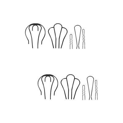 KALLORY 10pcs U-shaped Hairpin Decorative Bun Clips for Women Fine Hair Teasing Comb Hair Bun Holder Comb Styles