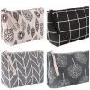4 Pcs Canvas Cosmetic Bag, Multi-function Travel Makeup Bag Cosmetic Pouch with Zipper Travel Toiletry Bag Small Makeup Pouch Christmas Gifts Stocking Stuffers for Women view 1