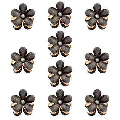 10 Pcs Mini Diamond Hair Claw Clips,Small Hair Clips Flower Hairpins Hair Accessories for Women,Girls,Sweet Mini Barrettes Hair Styling Accessories for Photograph,Daily,Party,Wedding (black)