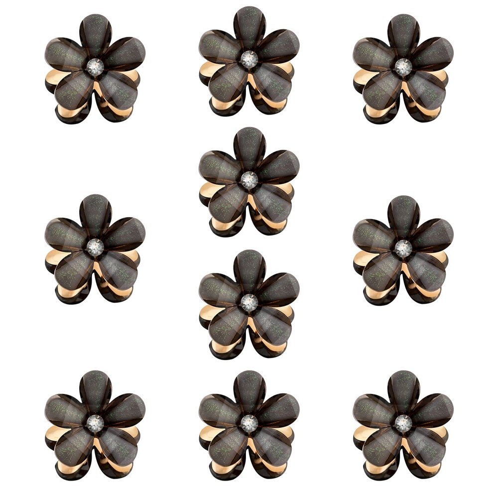 10 Pcs Mini Diamond Hair Claw Clips,Small Hair Clips Flower Hairpins Hair Accessories for Women,Girls,Sweet Mini Barrettes Hair Styling Accessories for Photograph,Daily,Party,Wedding (black)