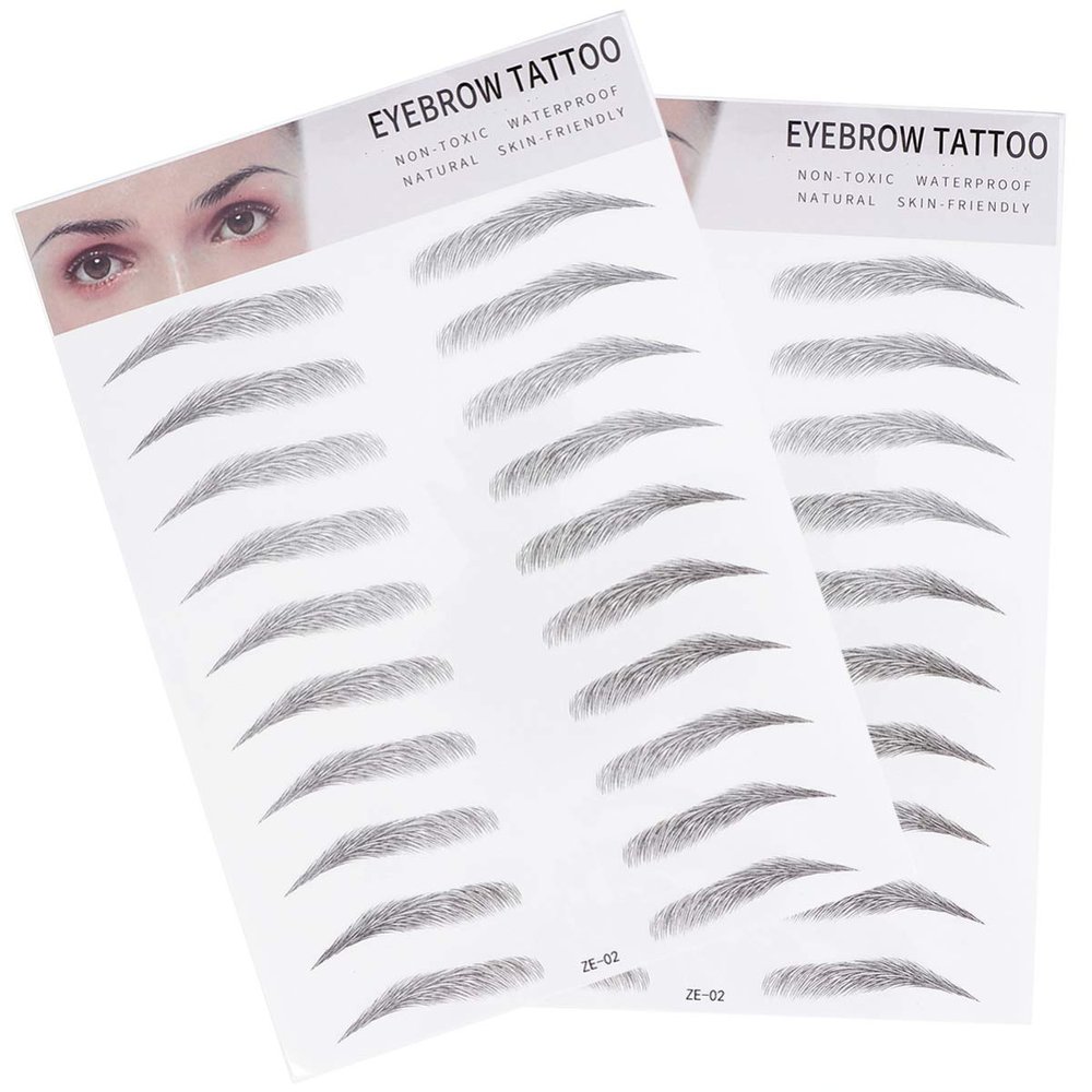 Mobestech 2pcs Imitation Eyebrow Stickers Natural-looking Temporary Eyebrow Transfers for Men and Women Easy to Apply for Sparse Brows Black