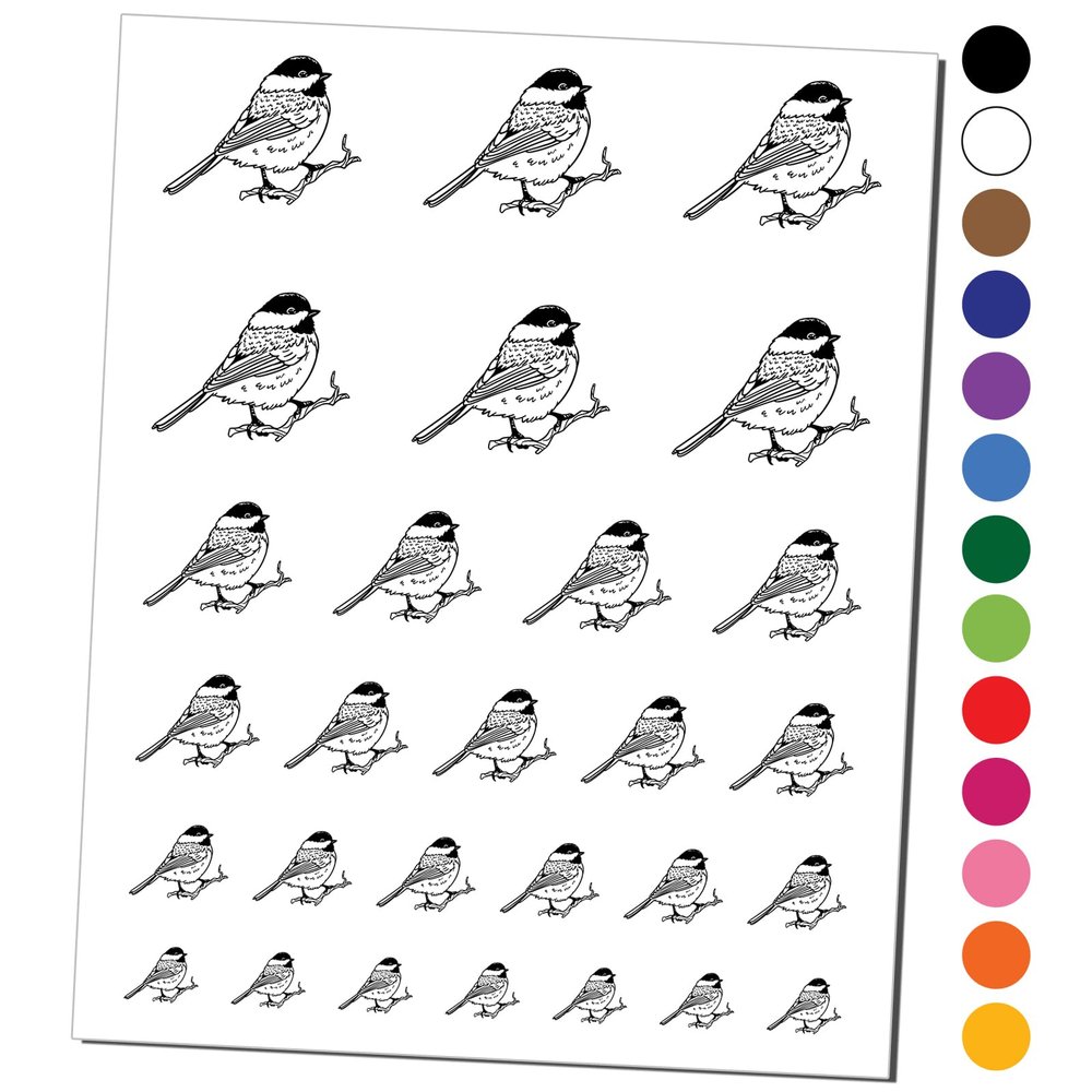 Black-Capped Chickadee Bird on Branch Temporary Tattoo Water Resistant Fake Body Art Set Collection - Light Blue (One Sheet)