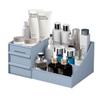 HJINGBIN Makeup Desk Organizer, Makeup Organizer with Drawers, Bathroom Countertop Organizer for Cosmetics, Vanity Holder for Lipstick, Brushes, Lotions, Eyeshadow, Nail Polish and Jewelry (Blue) view 1