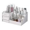 HJINGBIN Makeup Desk Organizer, Makeup Organizer with Drawers, Bathroom Countertop Organizer for Cosmetics, Vanity Holder for Lipstick, Brushes, Lotions, Eyeshadow, Nail Polish and Jewelry (White) view 1